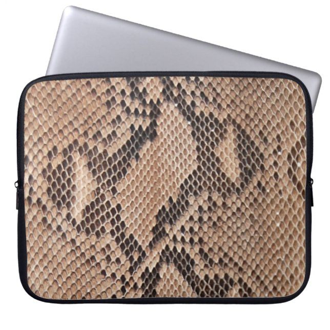 Brown Snakeskin-look Laptop Sleeve (Voorkant)