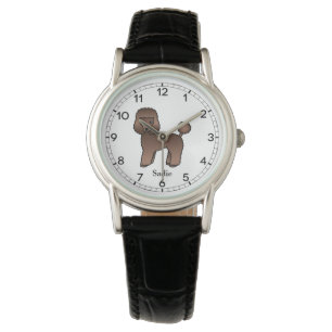 Brown Speelgoed Poodle Cute Cartoon Dog & Name Horloge