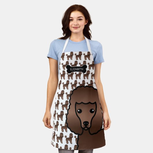 Brown Speelgoed Poodle Cute Cartoon Dog & Name Schort (Gedragen)