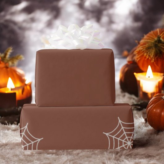 Brown Spiderweb Spooky Holiday Gift Cadeaupapier