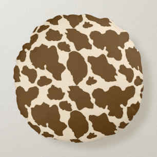 Brown Spots Cow Print Farmer Farm Animals Classy Rond Kussen
