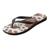 Brown spotted cow hide teenslippers (Schuin)
