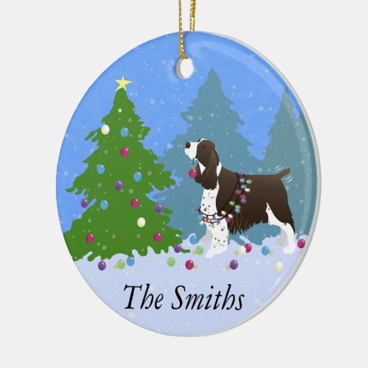 Brown Springer Spaniel Décoration Arbre de Noël (Gauche)