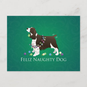 Brown Springer Spaniel Dog Feliz Naughty Dog Briefkaart