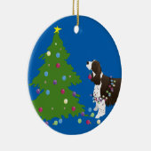 Brown Springer Spaniel-kerstillustratie Keramisch Ornament (Rechts)