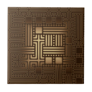 Brown Square Bronze Tone Maze Ceramic Tegel Tegeltje