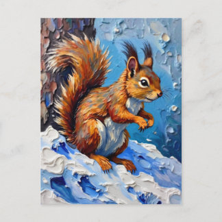 Brown Squirrel in the Snow Briefkaart