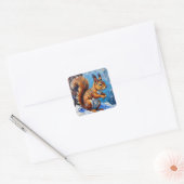 Brown Squirrel in the Snow Vierkante Sticker (Envelop)