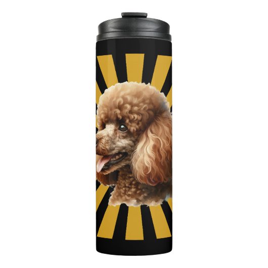 Brown Standard Poodle Retro Sunburst Thermosbeker (Voorkant)