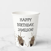 Brown Stink Bug Illustration Personalized Party Papieren Bekers (Achterkant)