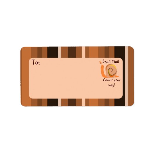 Brown Stripes Snail Mail Étiquettes de adresse de (Devant)