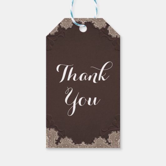 Brown Suede Leather  Lace Western Wedding Cadeaulabel (Voorkant)