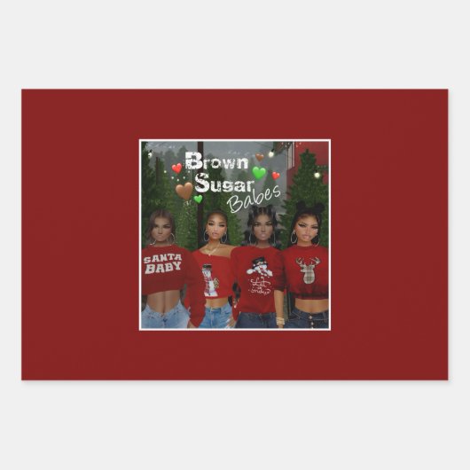 Brown Sugar Babes Gift Wrap 15 Inpakpapier Vel (Voorkant)