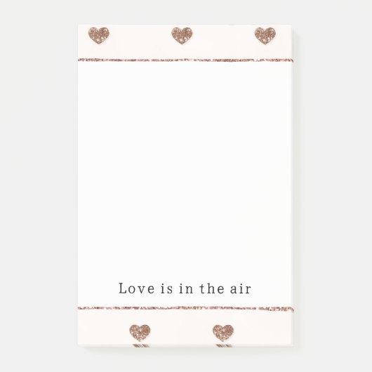 Brown Sugar Blush Pink Glitter Hearts  Post-it® Notes (Voorkant)
