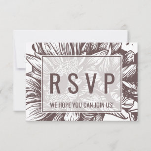 Brown Sunflower Song Request RSVP Kaart