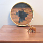 Brown Tan Black Africa Map Artisan Crochet Print