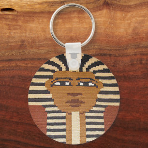 Brown Tan Black Pharaoh King Tut Crochet Print op Sleutelhanger