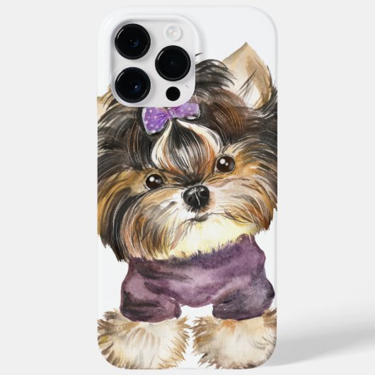 BROWN & TAN CUTE YORKSHIRE TERRIER PUPPY DOG Case-Mate iPhone CASE (Achterkant)