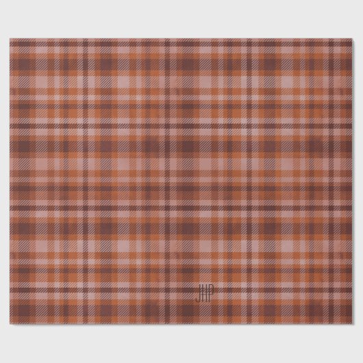 Brown Tartan Pset persoonlijk Cadeaupapier (Vlak)