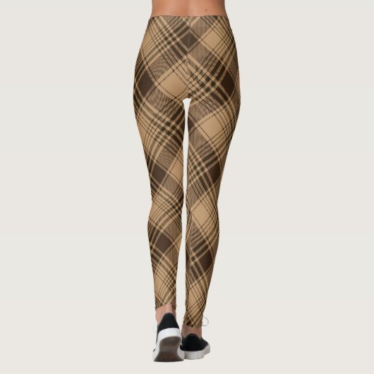  Brown Tartan Pset Rustic Argyle Pattern Leggings (Achterkant)