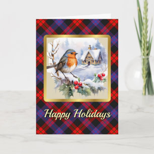 Brown Tartan w/Robin gepersonaliseerd Kaart