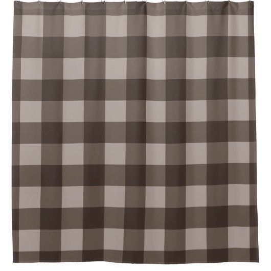Brown Taupe Tan Rustic Checkered Squares Pset Douchegordijn (Voorkant)