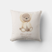 Brown Teddy Bear Baby Birth Stats Keepomwille Kussen (Voorkant)