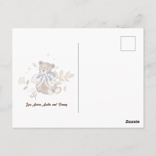 Brown Teddy Bear C'est un garçon ! Carte postale M (Dos)