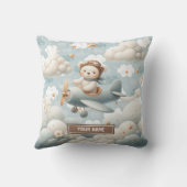 Brown Teddy Bear Pilote Coussin Baby shower person (Verso)