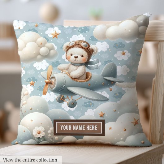 Brown Teddy Bear Pilote Coussin Baby shower person