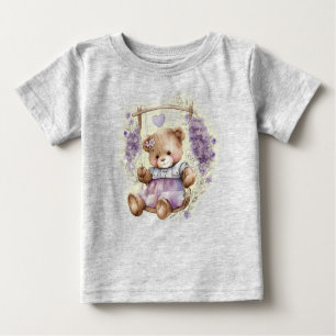 Brown Teddy Bear Swinging Lavender Dress
