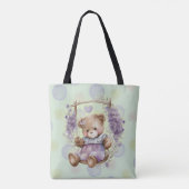 Brown Teddy Bear Swinging Lavender Dress Draagtas (Achterkant)