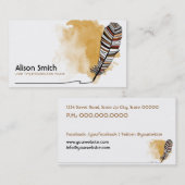 Brown/terracotta Aztec Feather Visitekaartje (Voorkant / Achterkant)