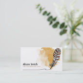 Brown/terracotta Aztec Feather Visitekaartje (Staand voorkant)