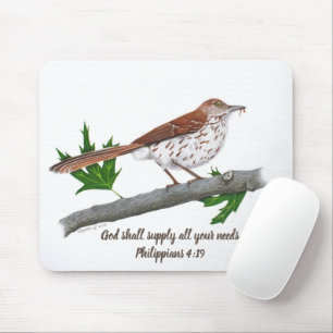 Brown Thrasher Inspirerend Mousepad Muismat