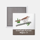 Brown Thrasher Magnet inspirant (Recto/Verso)