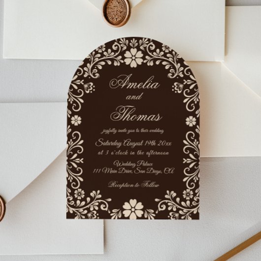 Brown Timeless Wedding  Invitation