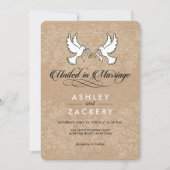 Brown, tourterelles blanches Faire-part de mariage (Devant)