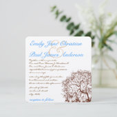 Brown Tree Aqua Blue Font Faire-part de mariage (Debout devant)