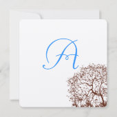 Brown Tree Aqua Blue Font Faire-part de mariage (Dos)