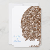Brown Tree Aqua Blue Font Faire-part de mariage (Dos)