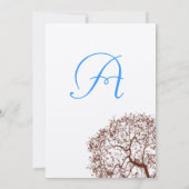 Brown Tree Aqua Blue Font Faire-part de mariage (Dos)
