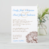 Brown Tree Aqua Blue Font Faire-part de mariage (Debout devant)