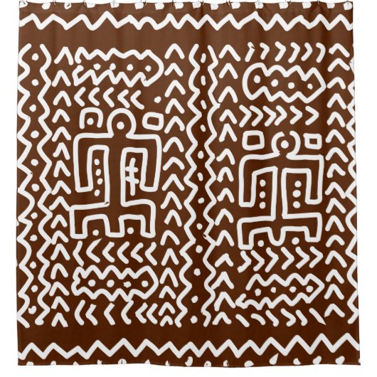 Brown Tribal Primitive Design Douchegordijn (Voorkant)