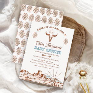  Brown Tribal Western Rodeo Baby shower Kaart