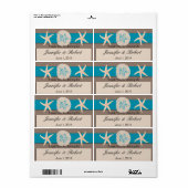 Brown Turquoise Band Mariage Étiquette de bouteill (Feuille entière)