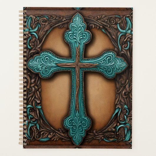 Brown Turquoise Religieux Western Country Cross (Devant)