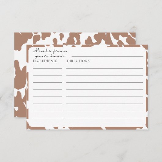 Brown Vache Imprimer Farmhouse Recettes Cartes (Devant / Derrière)