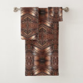 Brown Viking Armor-lederen print Bad Handdoek (Insitu)