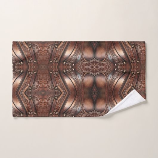 Brown Viking Armor-lederen print Bad Handdoek (Handdoek)